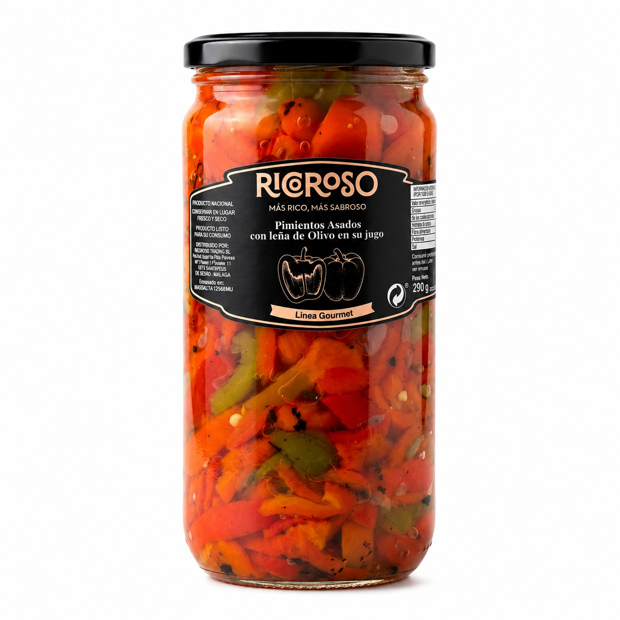 Pimientos Asados con leña de Olivo en su jugo | 720 g | Sin Aditivos