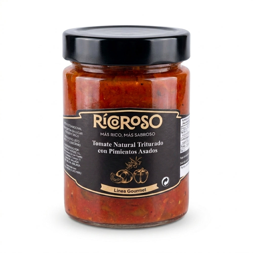 Tomate Natural Triturado con pimientos Asados | 350 g | Natural y sin Aditivos